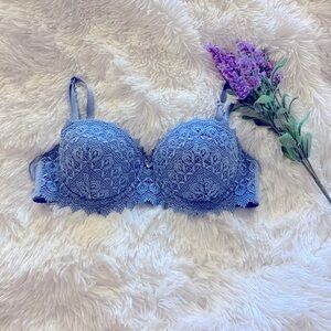 Elegant Lace Blue Bra